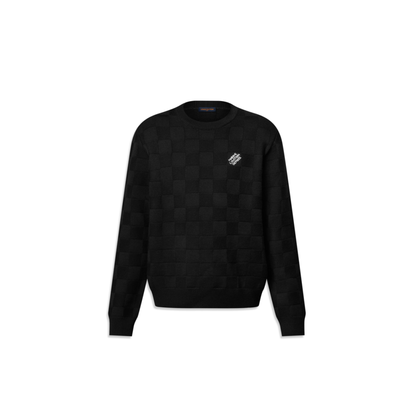 LOUIS VUITTON EMBELLISHED WOOL DAMIER PULLOVER 1AHCO2 LOUIS VUITTON EMBELLISHED WOOL DAMIER PULLOVER 1AHCO2